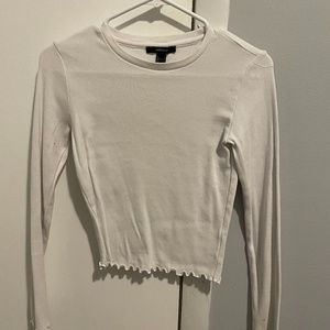 Forever 21 Ribbed white crop long sleeve